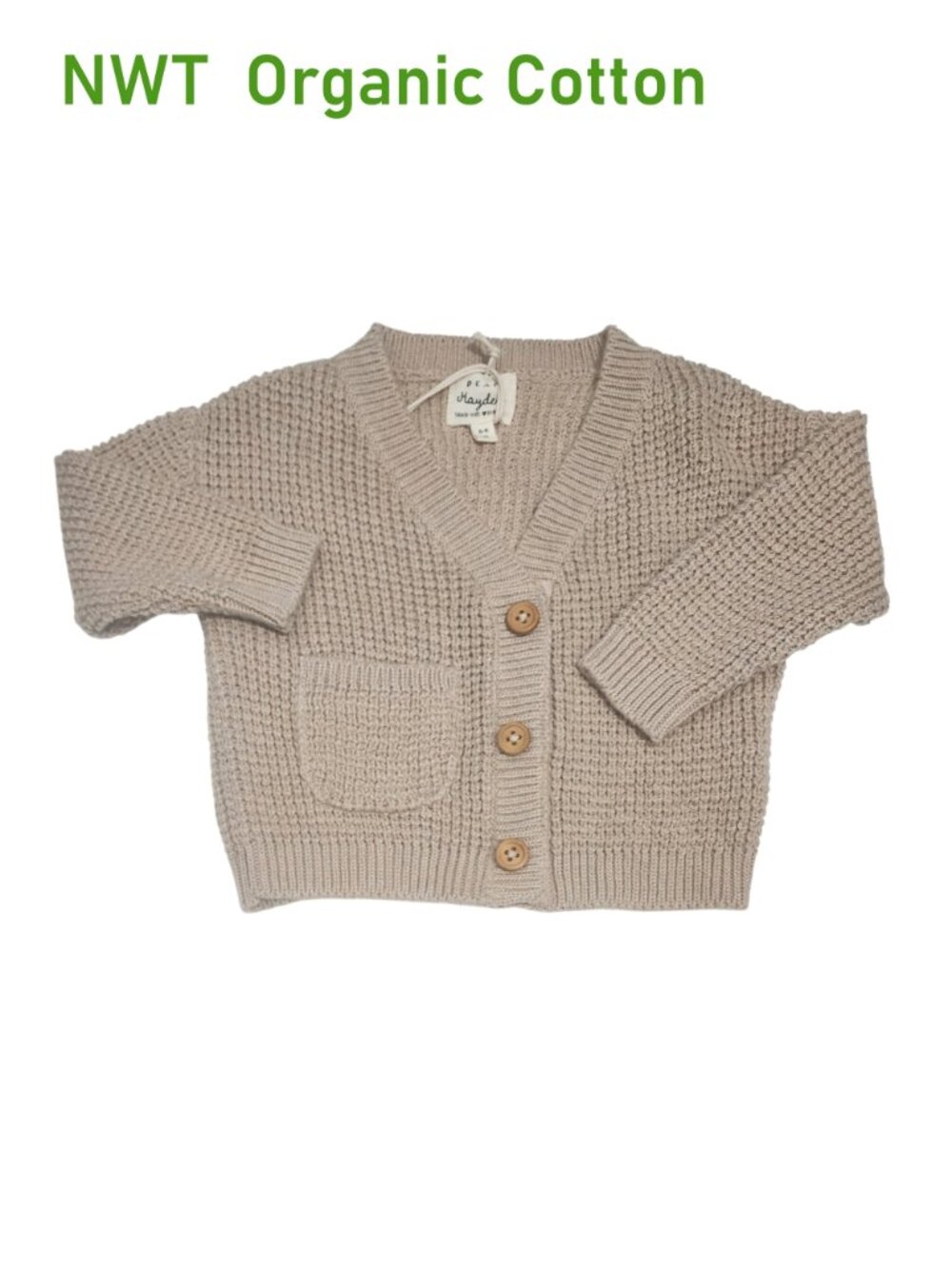 Dear Hayden GOTS Organic Cotton Knit Sweater Size 0-6M - Magnetic Closure